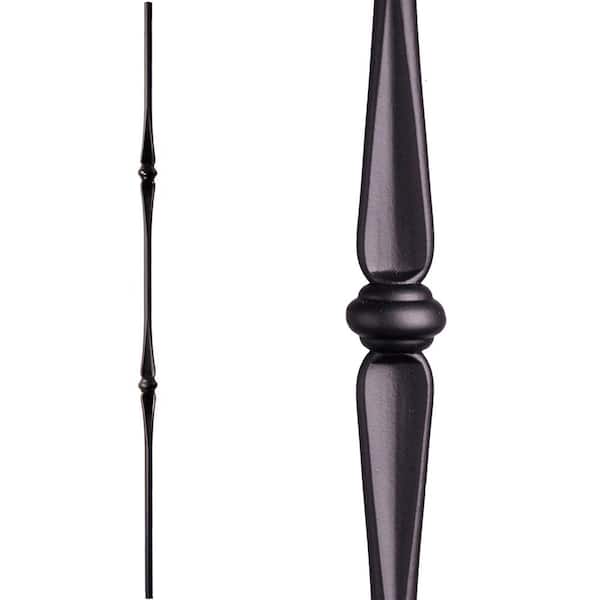 HOUSE OF FORGINGS Round 44 in. x 0.625 in. Satin Black Double Knuckle Hollow Wrought Iron Baluster