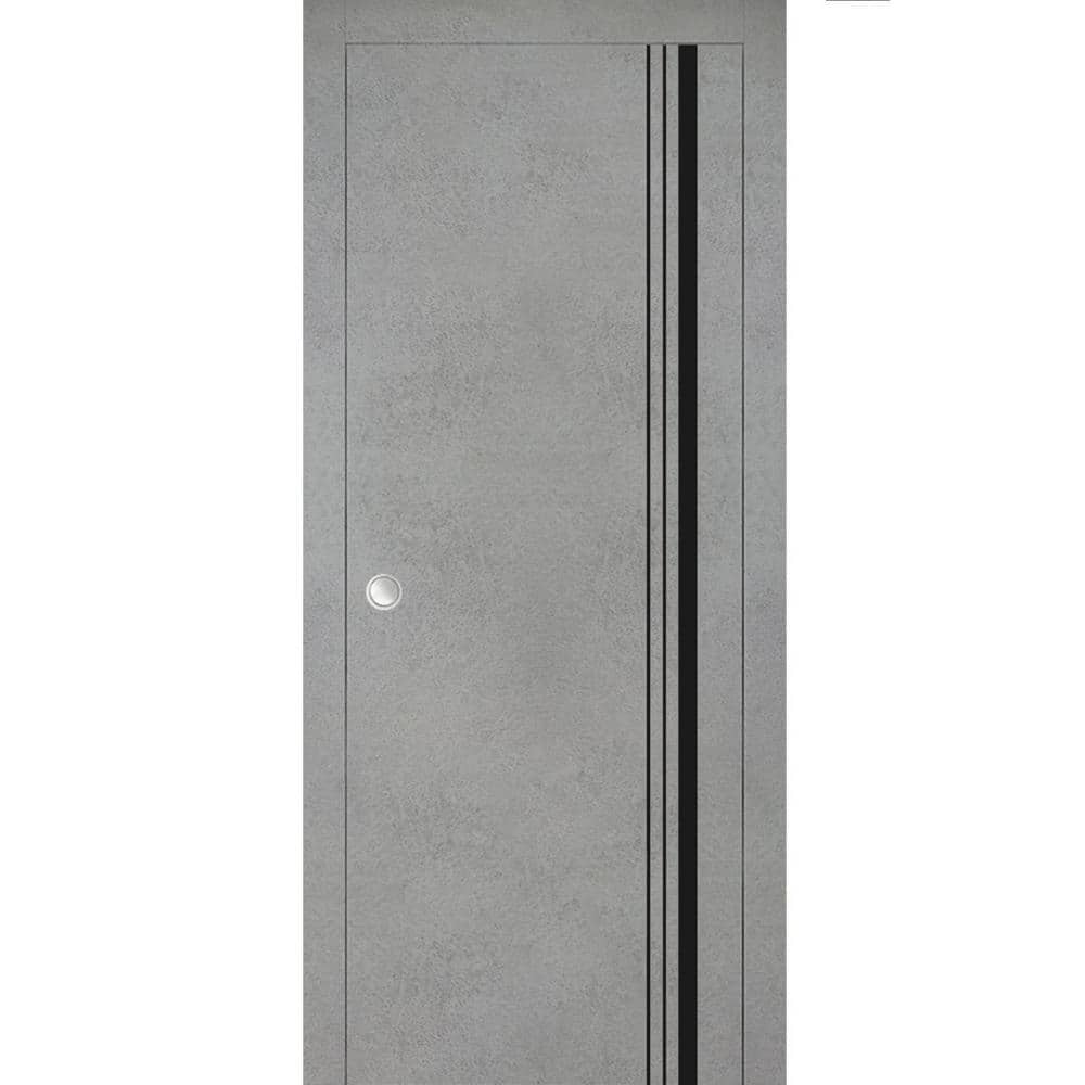 Assemble Required 18 in. x 80 in. 1-Panel Concrete Finished Solid Wood with Honeycomb Sliding Door with Hardware price history on PriceWatchPro
