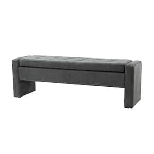 Irene 55.1 in. W x 16.1 in. D x 17.7 in. H Charcoal Storage Bench with Tufted Design