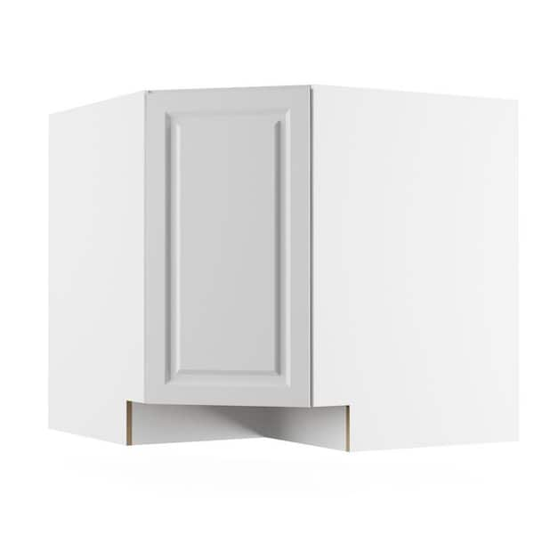 Hampton Bay Benton White Raised Panel Stock Partially Assembled Corner Sink Base Cabinet 36 In X 34 5 In X 24 5 In Bt3635c Wh The Home Depot