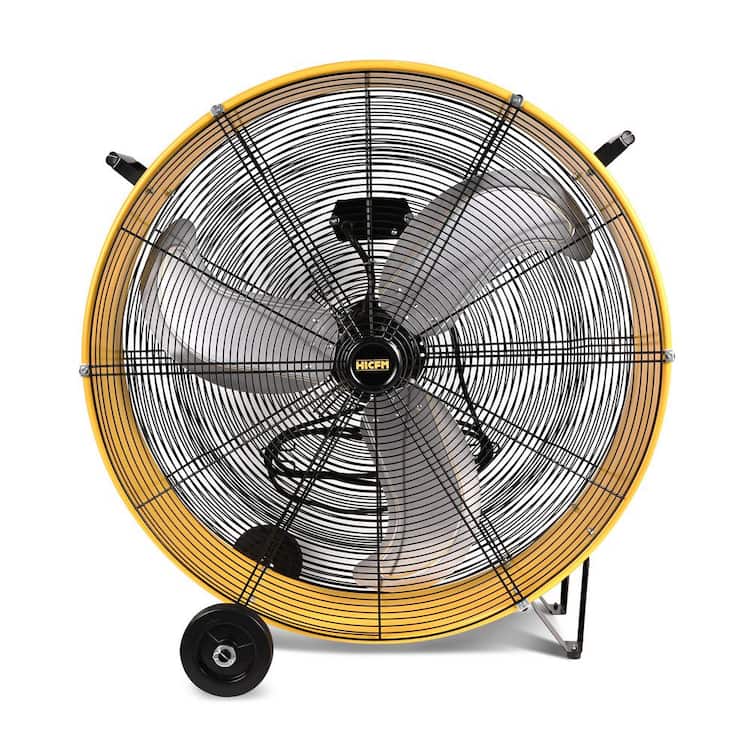 Edendirect 30 in. Yellow 3-Speeds Drum Fan with Powerful 1/3HP Motor, for Commercial or Industrial, Low Noise