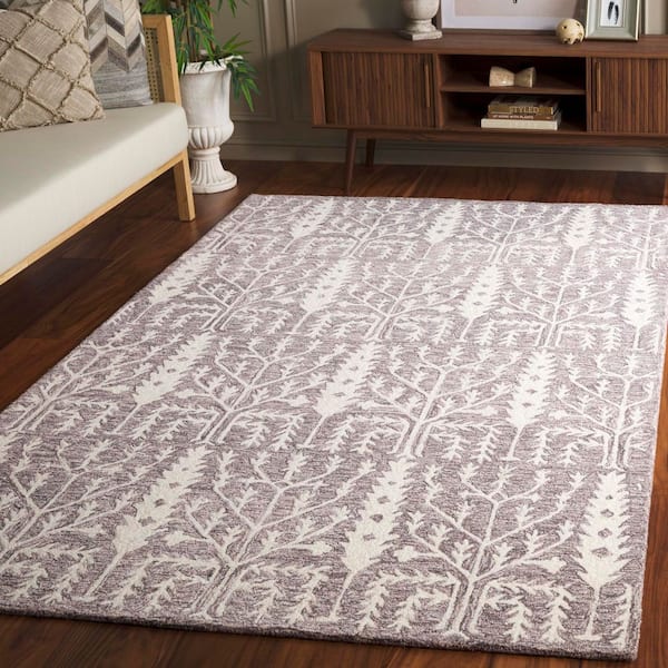 Jardin 9 ft. x 12 ft. Purple/Ivory Geometric Branches Area Rug