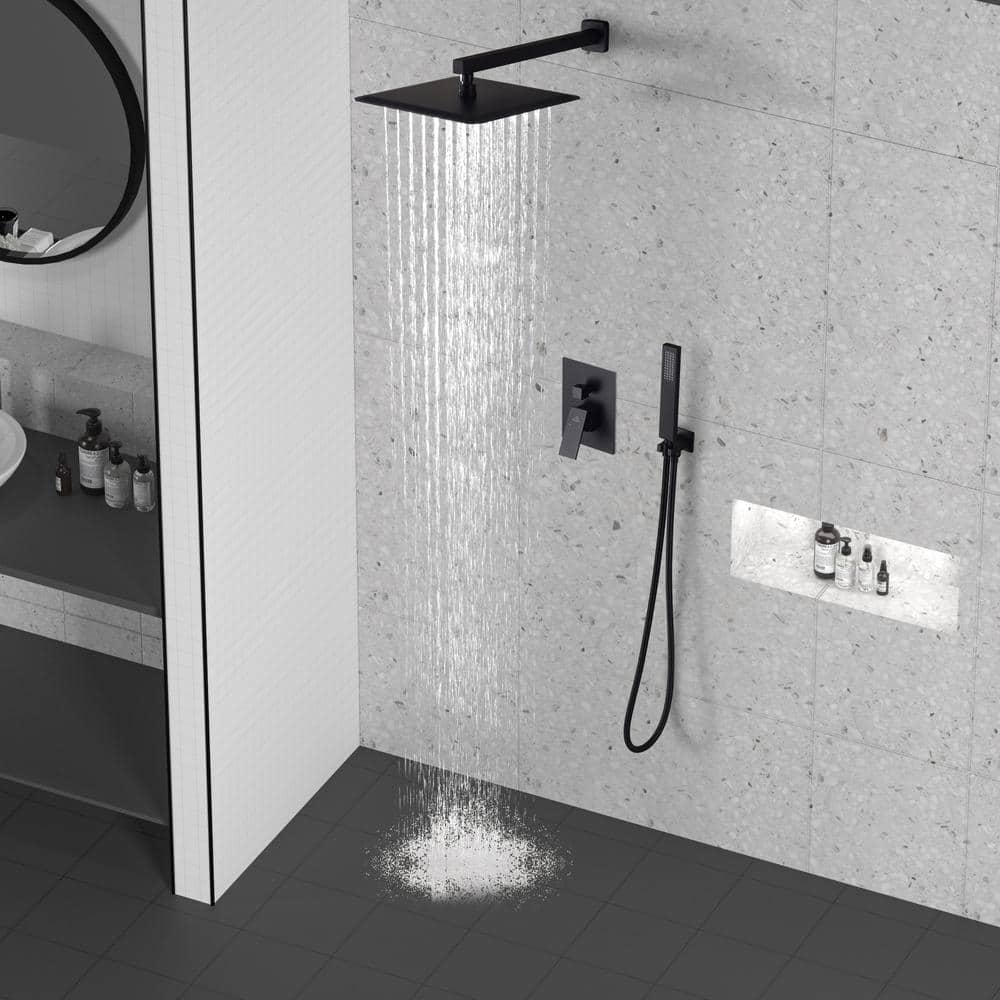 Matte Black Large Square Dual Rain Shower System