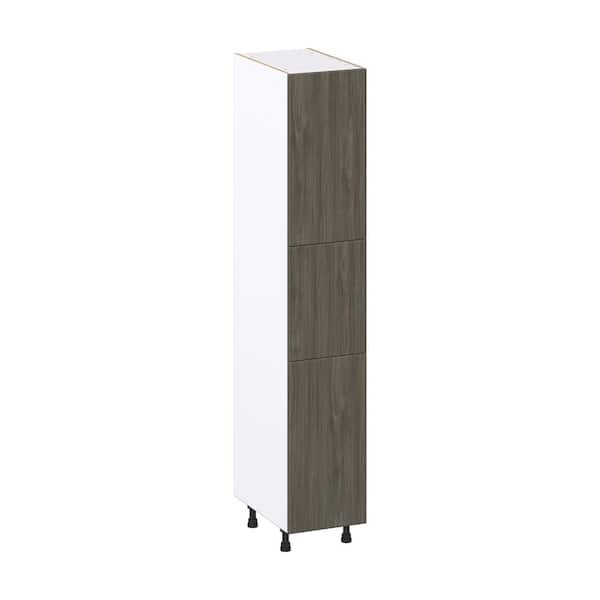 J COLLECTION Medora textured 15 in. W x 84.5 in. H x 24 in. D in Slab Walnut Assembled Pantry Kitchen Cabinet with 4 Shelves