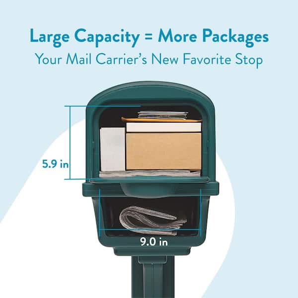 Gentry Green, Medium, Plastic, All-in-One Mailbox and Post Combo