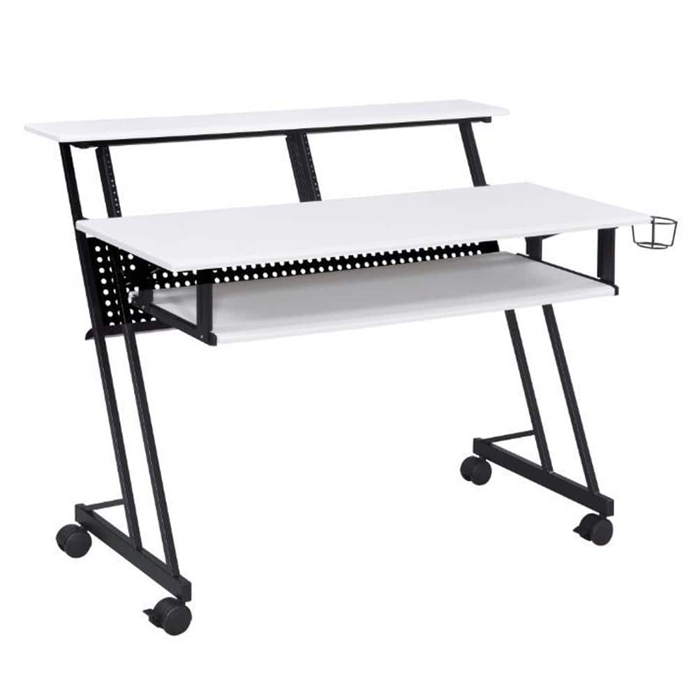 Suitor 53'' White Wood Music Studio Desk with Keyboard Tray