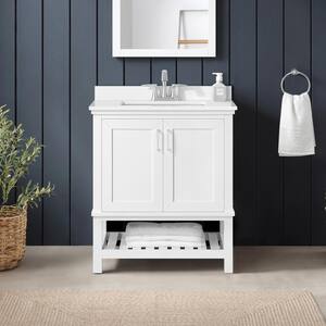 Tupelo 30 in. W x 19 in. D x 34.5 in. H Single Sink Bath Vanity in White with White Cultured Marble Top