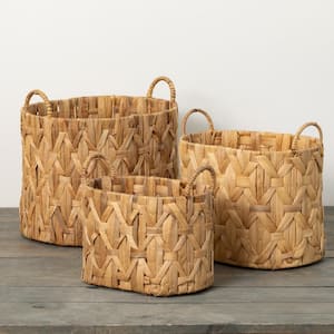 10.75 in., 13.25 in. and 14.75 in. Light Brown Woven Basket - Set of 3