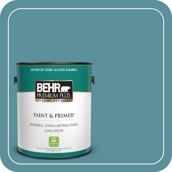 BEHR PREMIUM PLUS 1 gal. #520F-5 Harbor Semi-Gloss Enamel Low Odor Interior Paint & Primer