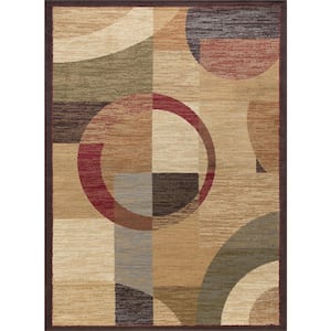 Brown Area Rug Grid Pattern Country Style 5x7 8x10 Non Skid Back Neutral Color 