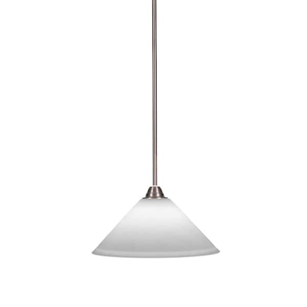 Unbranded Madison 100-Watt 1-Light Brushed Nickel Bowl Mini Pendant Light with Glass Shade