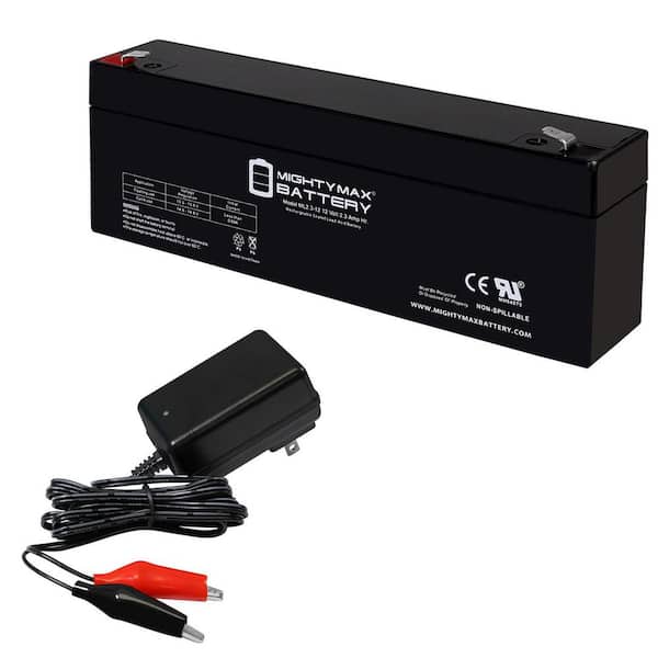 ML2.3-12 - 12 Volt 2.3 AH, F1 Terminal, Rechargeable SLA AGM Battery Includes 6V Charger