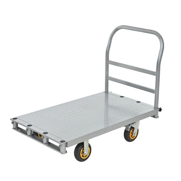 Heavy Duty 2-in-1 Steel Panel Truck Cart with 4 Side Handrails, Flatbed Lumber Cart Drywall Carts Load Capacity 2200lbs.