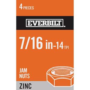 7/16 in.-14 Zinc Plated Jam Nut (4-Pack)