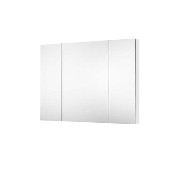 48 in. W x 36 in. H Rectangular Chrome Aluminum Medicine Cabinet with Mirror