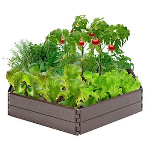 Raised Garden Bed Set for Vegetable Flower Gardening Planter Brown