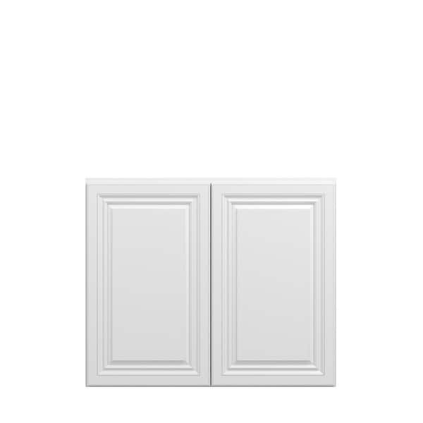 Damascus Raised 36 in. W x 30 in. H x 12 in. D in French Vanilla Plywood Assembled Wall Cabinet