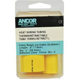 3/4 in. x 6 in. Adhesive Lined Heat Shrink Tubing, Yellow