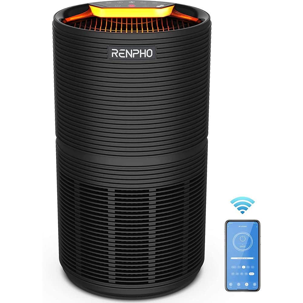 RENPHO Air Purifier Air Cleaner for Home Large Room 960 sq.ft. HEPA Filter in Black, WiFi and