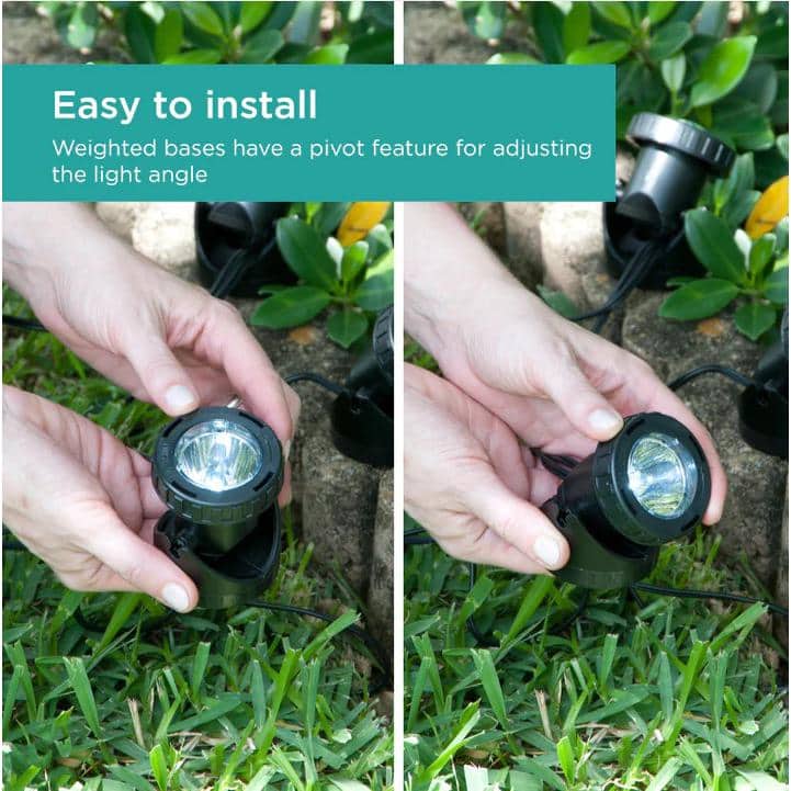 Black LED Pond and Landscape Lights with Color Lenses, 3-Piece Set