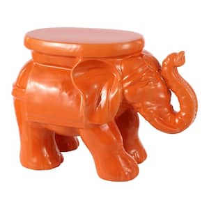 White Elephant 14.25 in. Ceramic Garden Stool, Orange