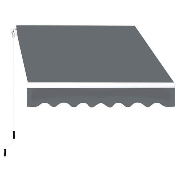VEIKOUS 13 ft. x 8 ft. Manual Patio Retractable Awnings in Gray
