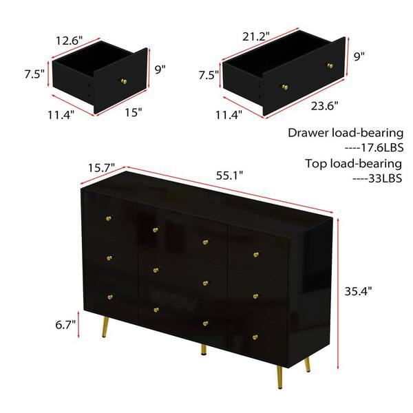 Drawer - ella 日本製 organdie balloon PO (black) FUFU&GAGA Black 8-Drawer Standard Dresser KF020326-02 at