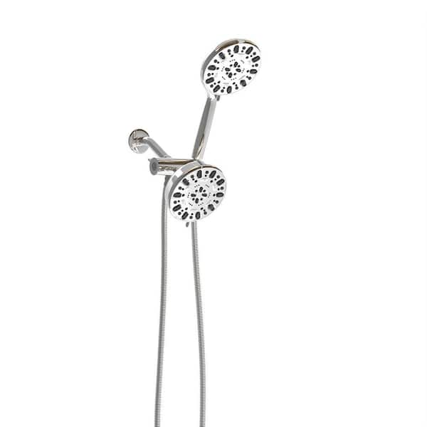Unbranded 7-Spray Patterns 4.7 in. Dual Shower Heads Wall Mount and Handheld Shower Head 1.8 GPM in Polished Chrome