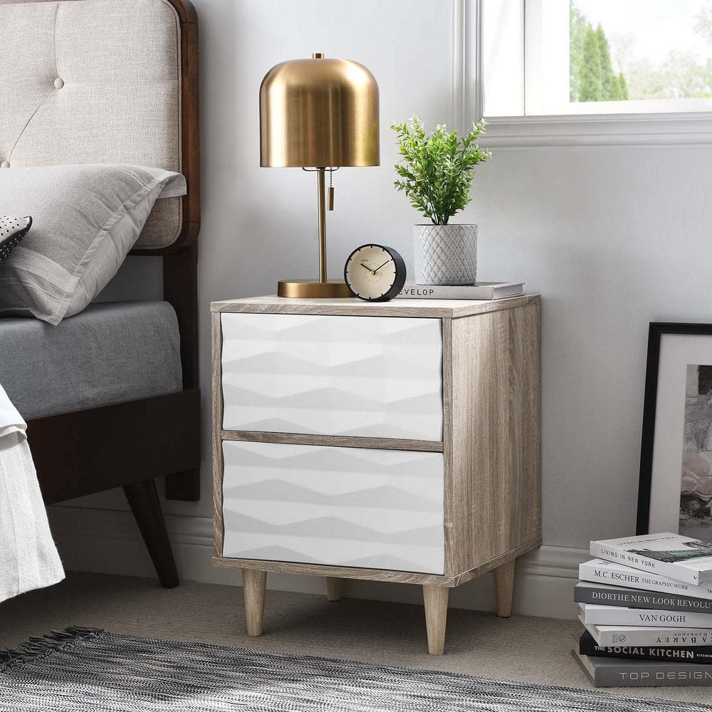 MODWAY Vespera 2-Drawer Nightstand in Oak White MOD-7080-OAK-WHI - The ...