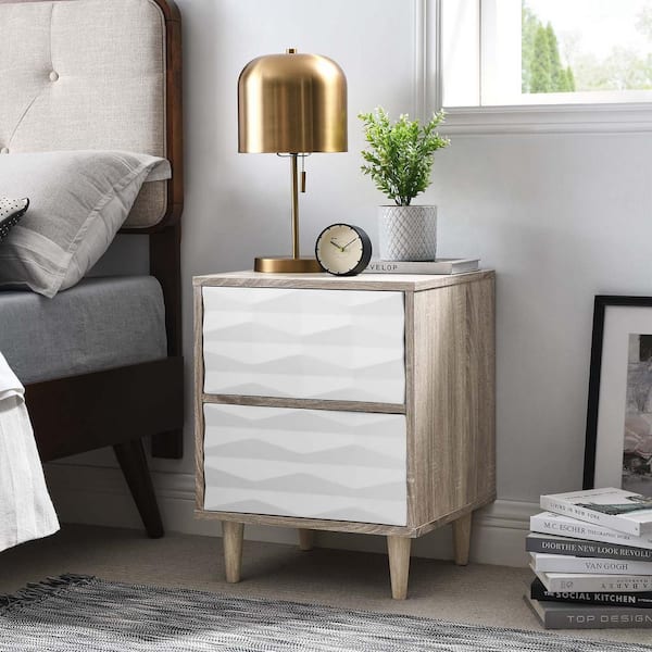 MODWAY Vespera 2-Drawer Nightstand in Oak White
