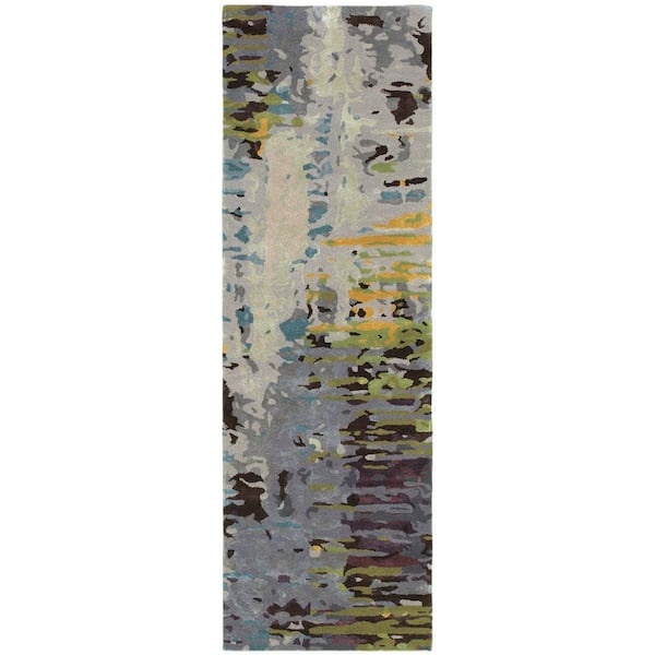 2 ft. x 8 ft. Gray Abstract Washable Runner Area Rug