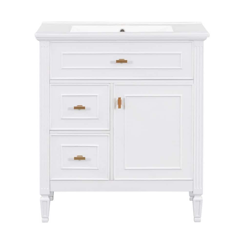 30 in. Single Sink Freestanding White Bath Vanity with White Ceramic Sink Top price history on PriceWatchPro