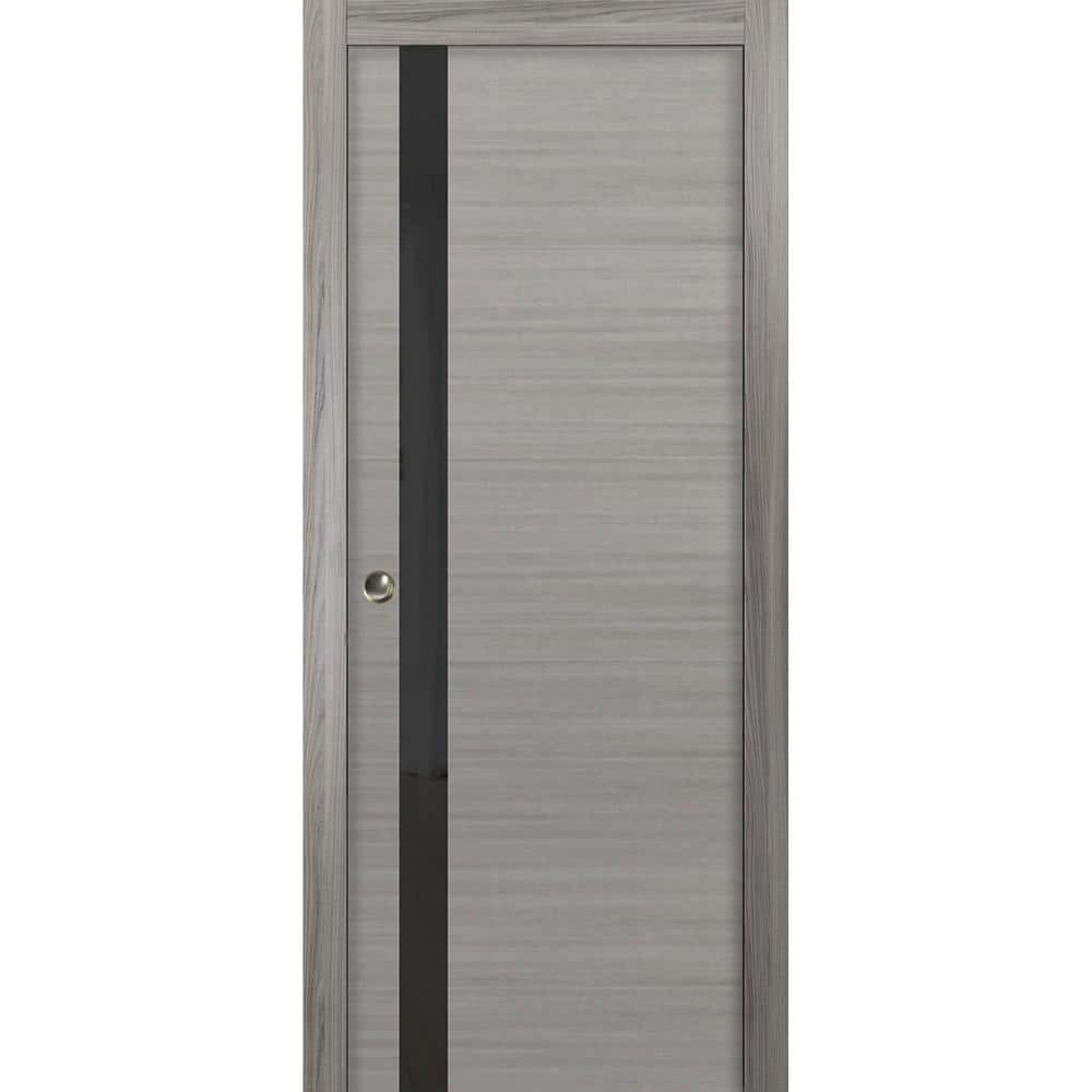Assemble Required 24 in. x 96 in. 1-Panel Grey Ash Finished Solid Wood Sliding Door with Hardware price history on PriceWatchPro
