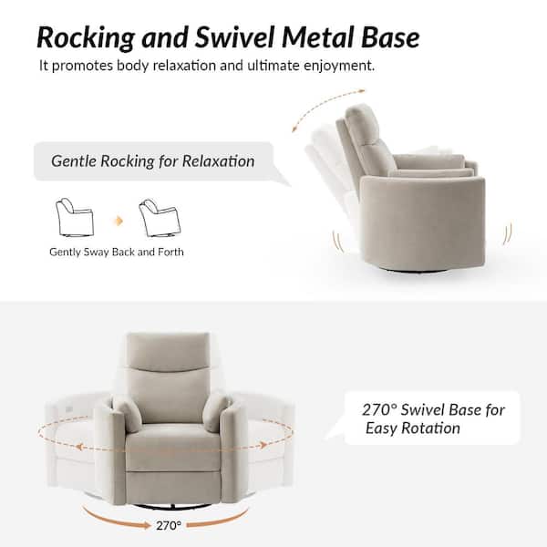JAYDEN CREATION Flora Tan Contemporary Swivel Rocker Power