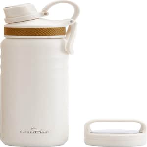 24 oz. Ivory White Travel Water Bottle - Wide Mouth Vacuum Insulated Water Bottle with 2-Style Lids