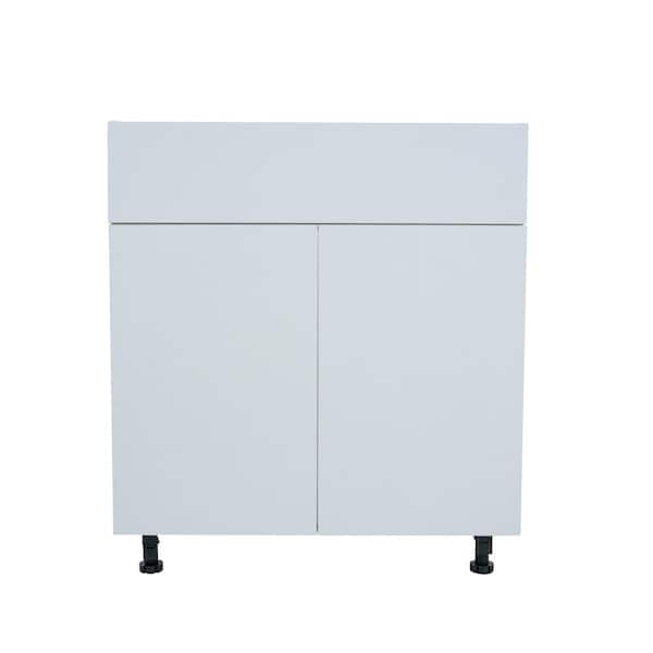 Cambridge Radiance 30 in. W x 24 in. D x 34.5 in. H Ready to Assemble Slab Sink Base Kitchen Cabinet in White Gloss