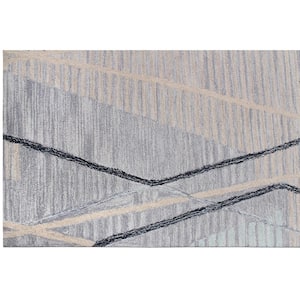 C1731 Charcoal 7 ft. 6 in. x 9 ft. 6 in. Hand Tufted Looped Pile Wool Area Rug