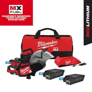 MX FUEL Lithium-Ion Cordless 14 in. Cut Off Saw Kit with (2) Batteries and Charger