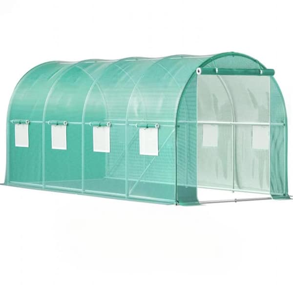 14.8 ft x 6.6 ft x 6.6 ft. Walk-in Tunnel Greenhouse-Portable Plant Hot House with Galvanized Frame & Ventilation