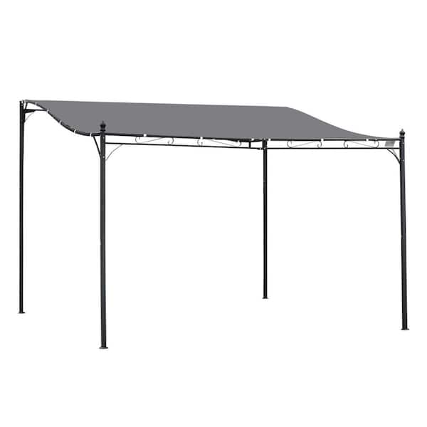 10 ft. x 13 ft. Steel Frame Gray Outdoor Pergola Gazebo with Drainage Holes for Backyard, Pool, Deck, Garden, Backyard