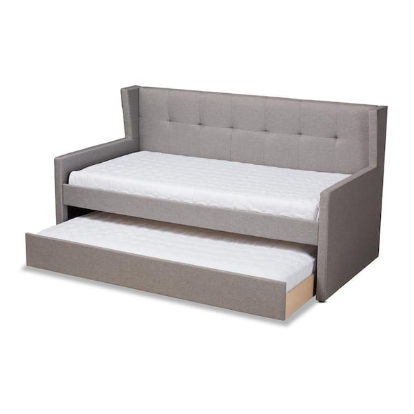 Baxton Studio Giorgia Gray Twin Trundle Daybed 156-9499-HD - The Home Depot