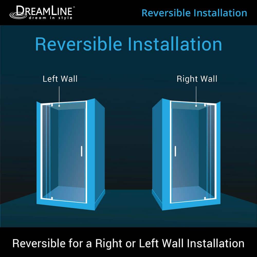 Flex 36" Frameless Chrome Pivot Shower Kit with Clear Glass