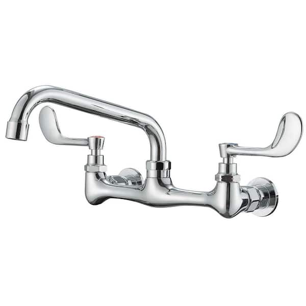 Double Handle Wall Mount with 12 in. Swivel Spout Standard Kitchen Faucet in Polished Chrome