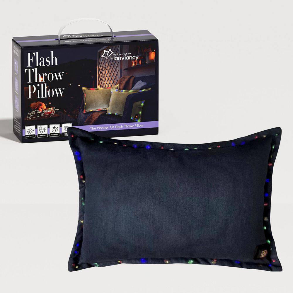 Blue Rectangular Outdoor Throw Pillow with Led Lighting Edge for Patio Furniture Courtyard and Camping Chairs price history on PriceWatchPro
