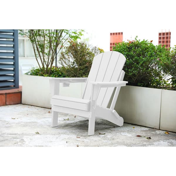 Unbranded White Folding Plastic Adirondack Chair (Set of 1)