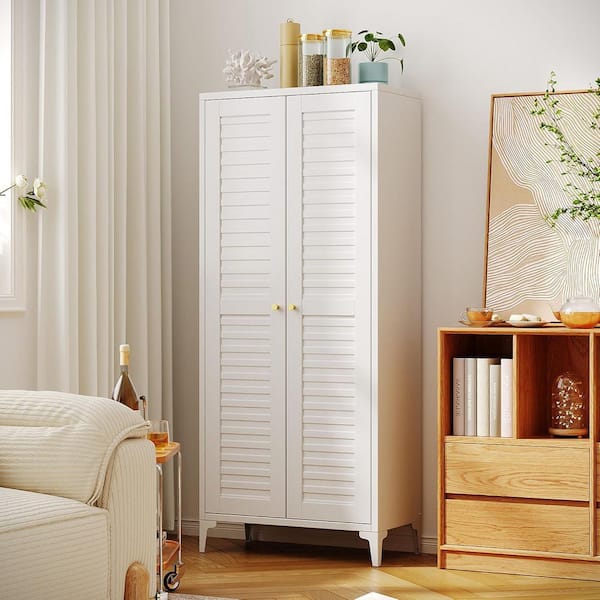 Boyel Living White 33 in. H Metal Storage Cabinet Bathroom Floor