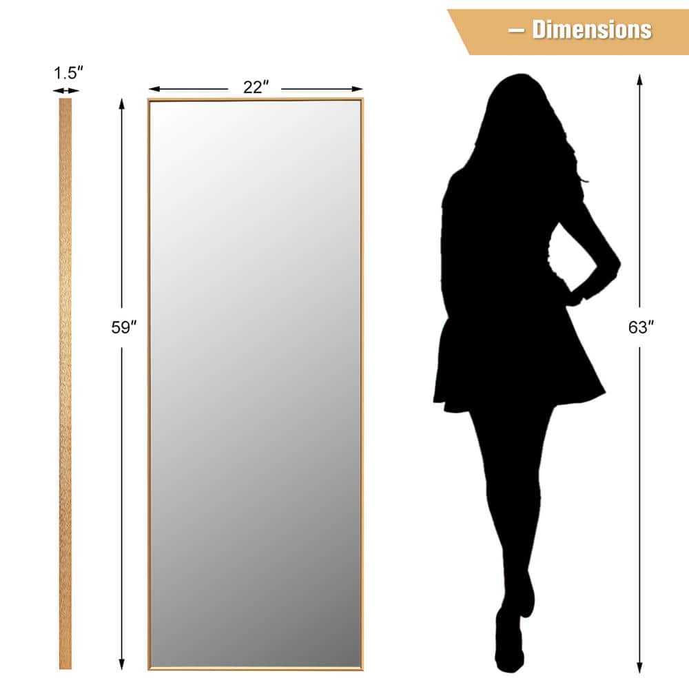 Elegant Gold Framed Full-Length Wood Mirror 22x59 inches