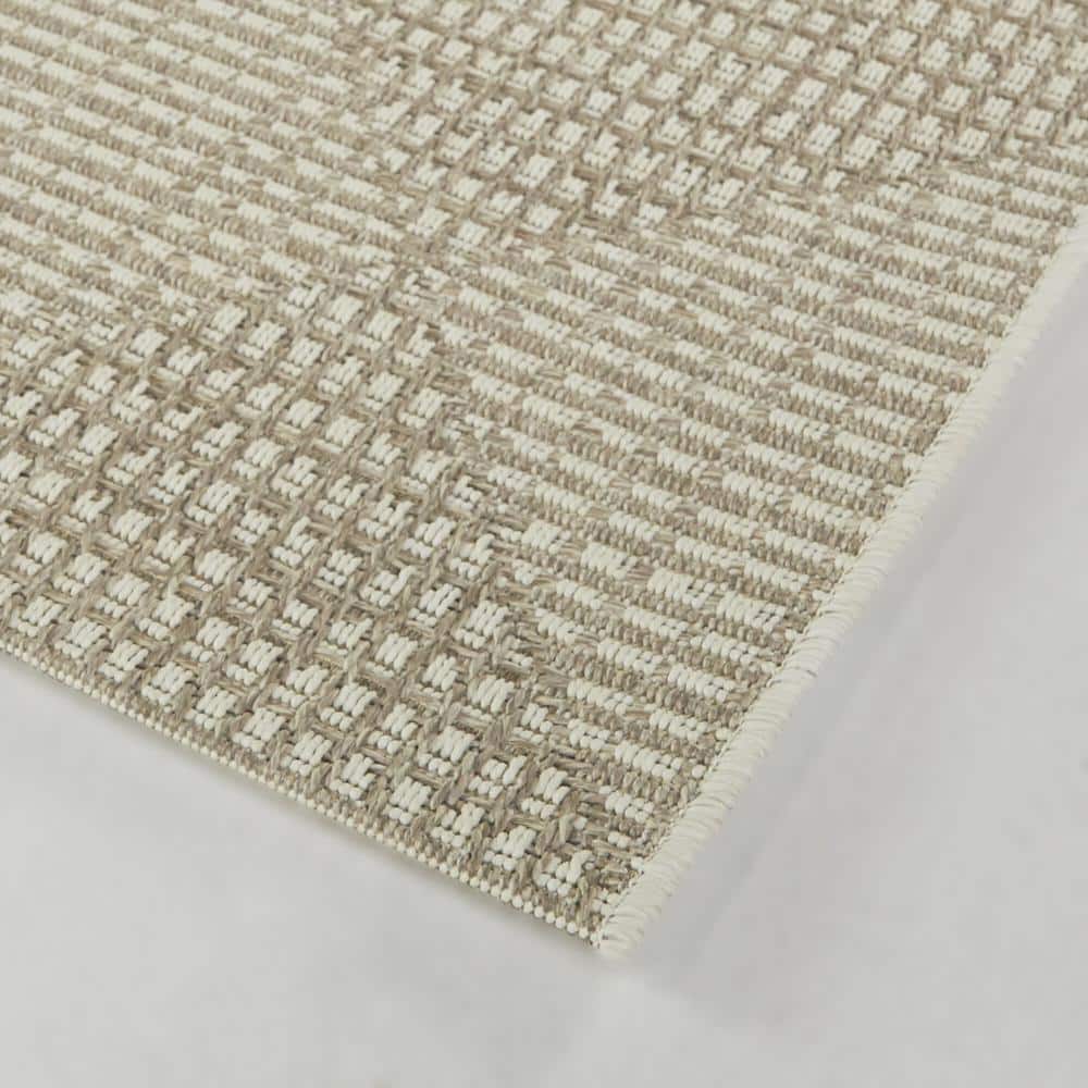 Chasewood White and Beige Geometric Synthetic Indoor/Outdoor Area Rug