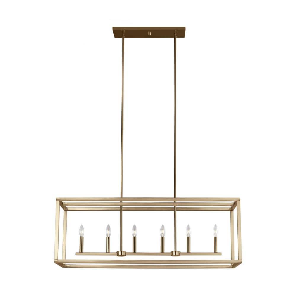 Satin Brass 6-Light Urban Rustic Island Pendant
