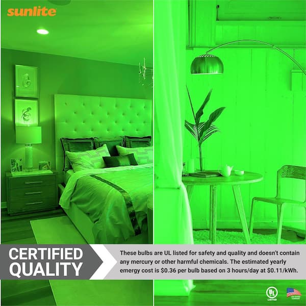 Sunlite 22-Watt Equivalent A19 LED Green Light Bulbs Medium E26 Base in  Green (3-Pack) HD02214-3 - The Home Depot